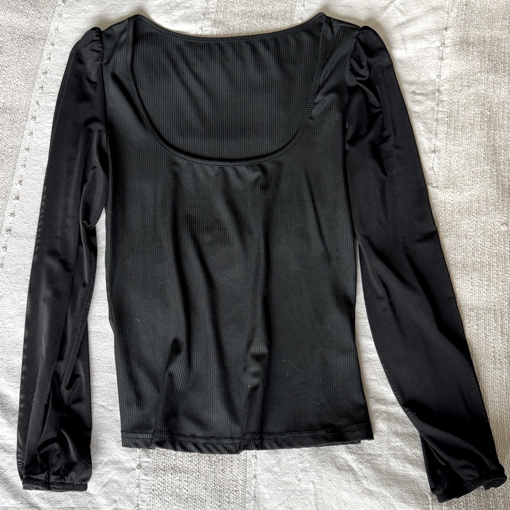 [NWOT] Black Mesh Sleeve Shirt
